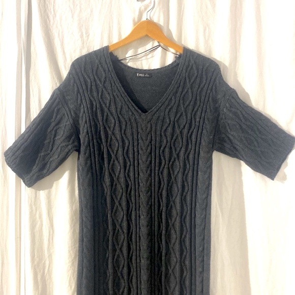 NEW-VERY J CABLE KNIT GRAY SWEATER DRESS. Tag says Sm but can also fit Medium. - Picture 3 of 7